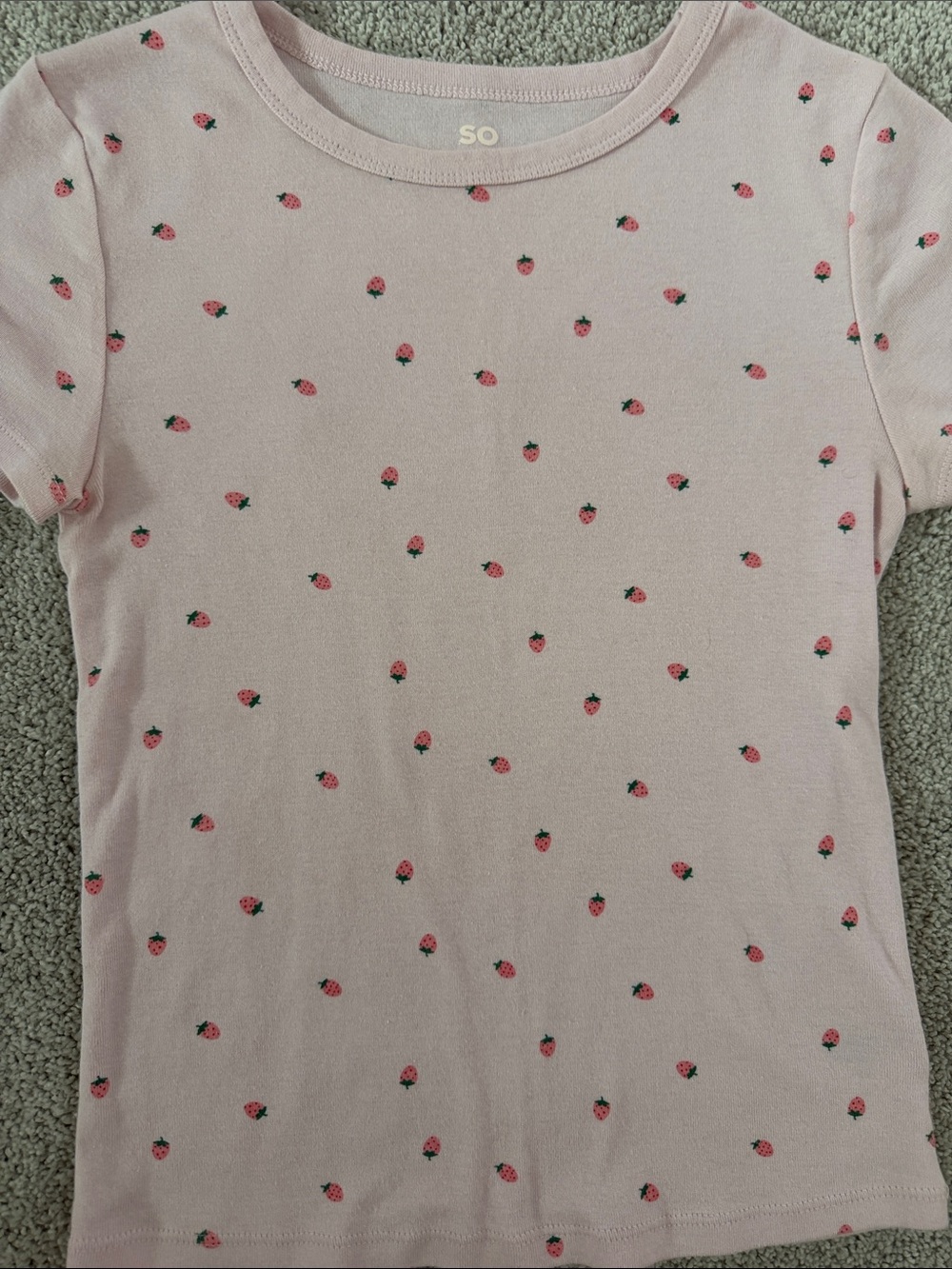 SO Pink Short Sleeve Tee with Mini Strawberry Print